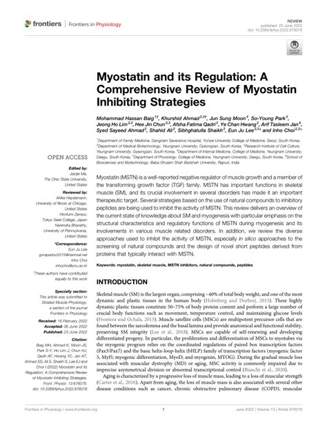 Myostatin and its Regulation: A Comprehensive Review of。